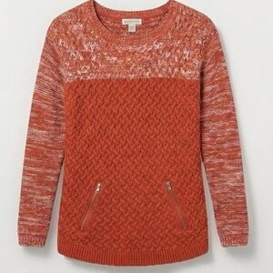 Hooked Up by I.O.T. Women’s Burnt Orange Rust Cable Knit Sweater w/ Zippers